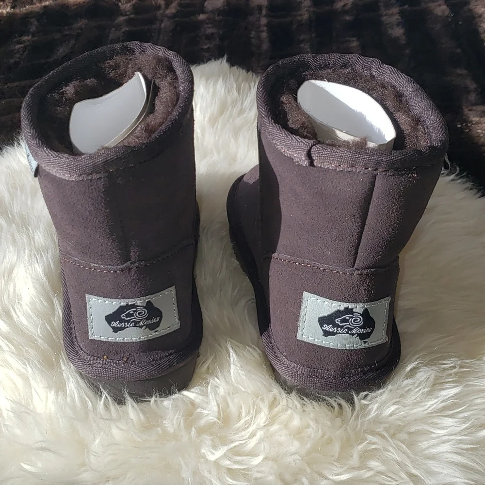 Aussie Merino Chocolate Brown Suede slip on Bootie K9 - Picture 4 of 12